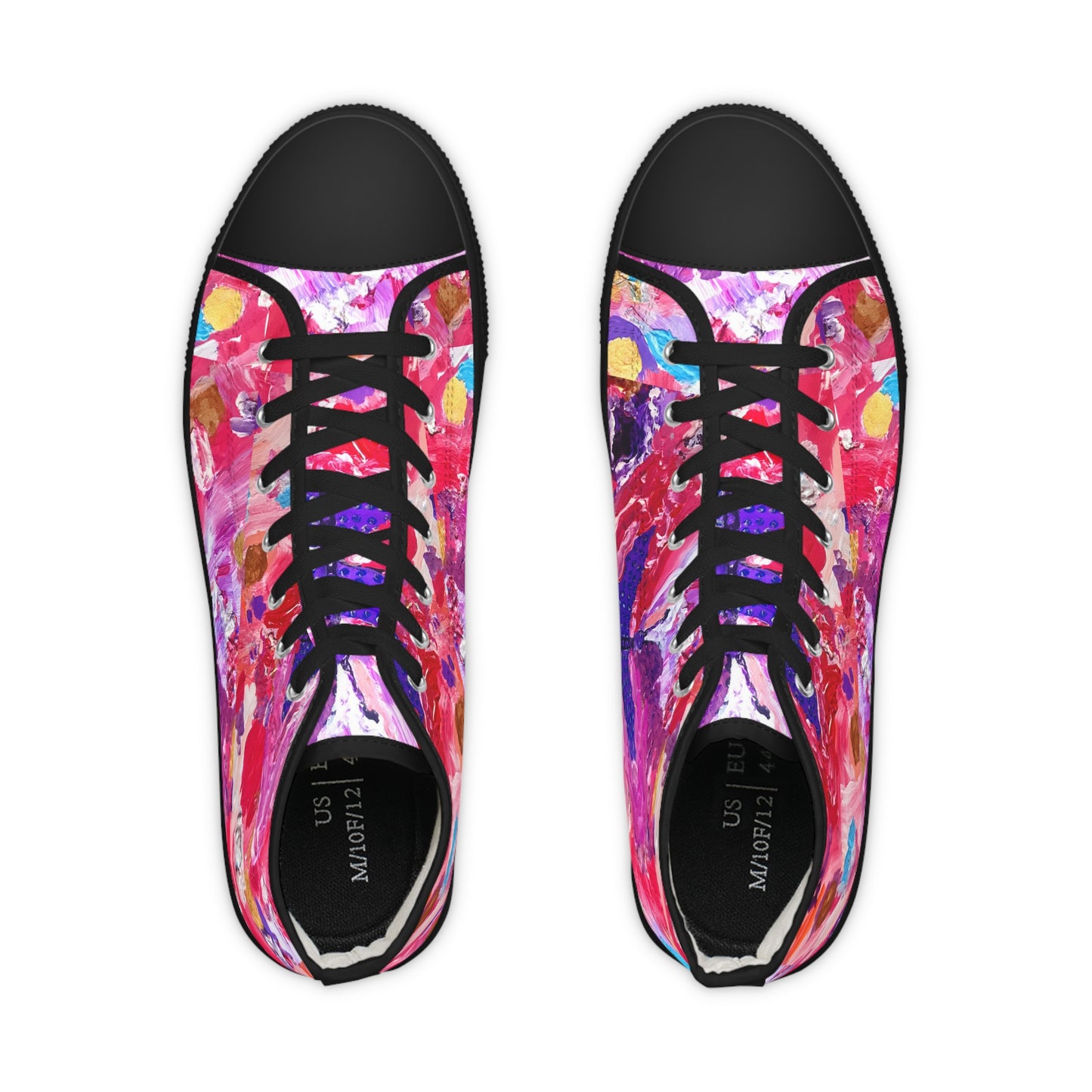 Colorful sneakers with abstract design on a white background