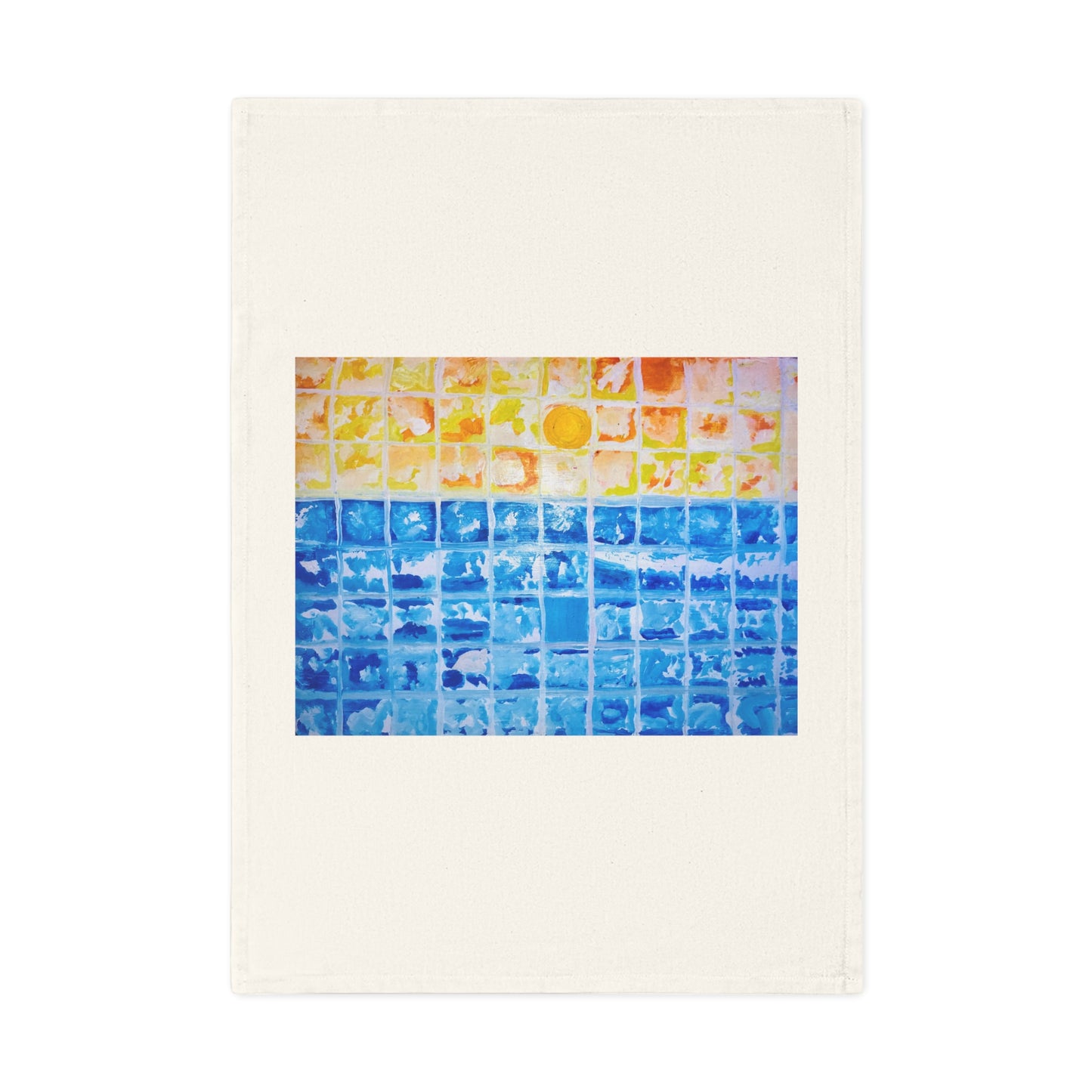 Ocean Tile Cotton Tea Towel — ‘Mindfulness’ Kitchen Towel