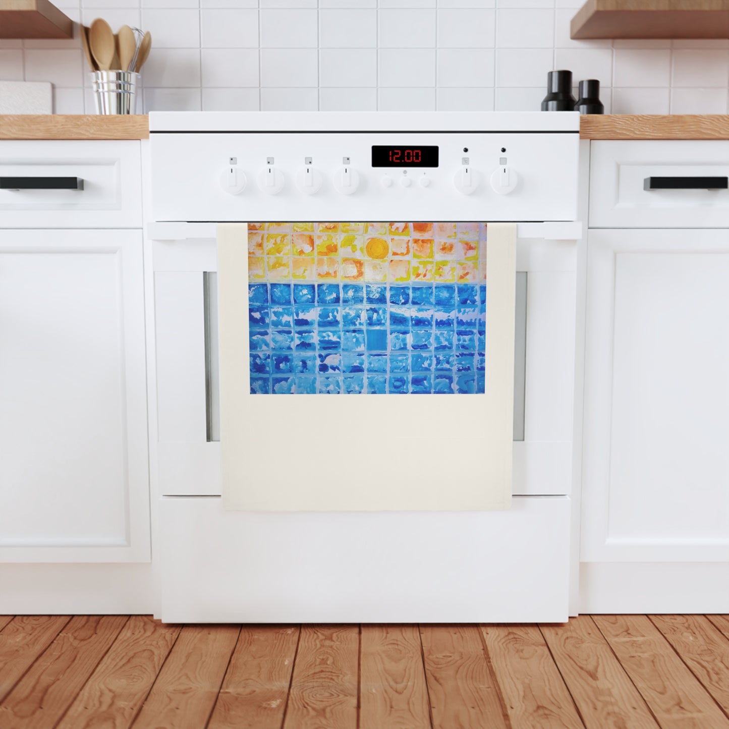 Ocean Tile Cotton Tea Towel — ‘Mindfulness’ Kitchen Towel